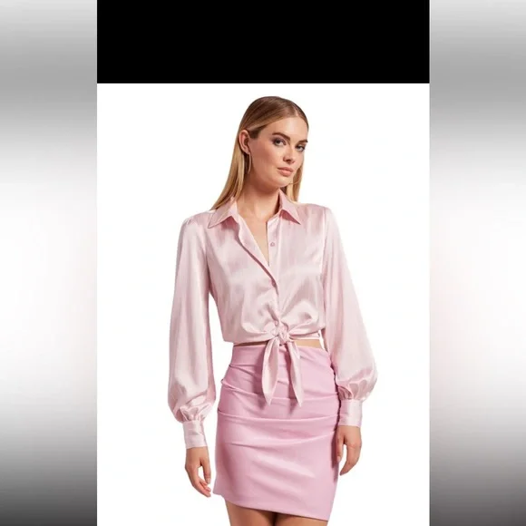 Generation Love Emory Pinstripe Tie-Front Blouse- Ballet Slipper - Picture 1 of 5